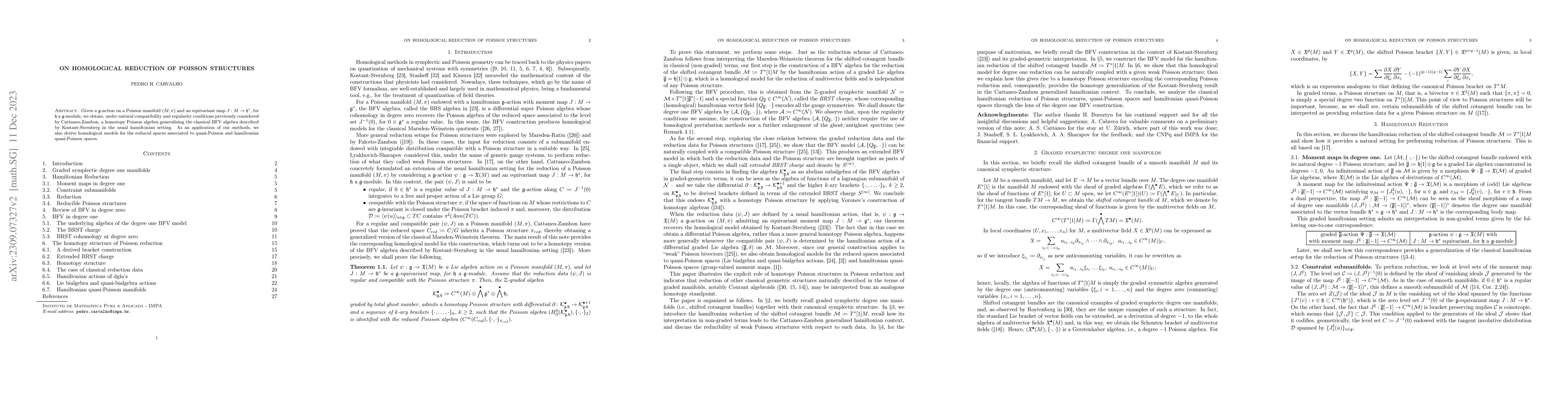 Thumbnail for On homological reduction of Poisson structures