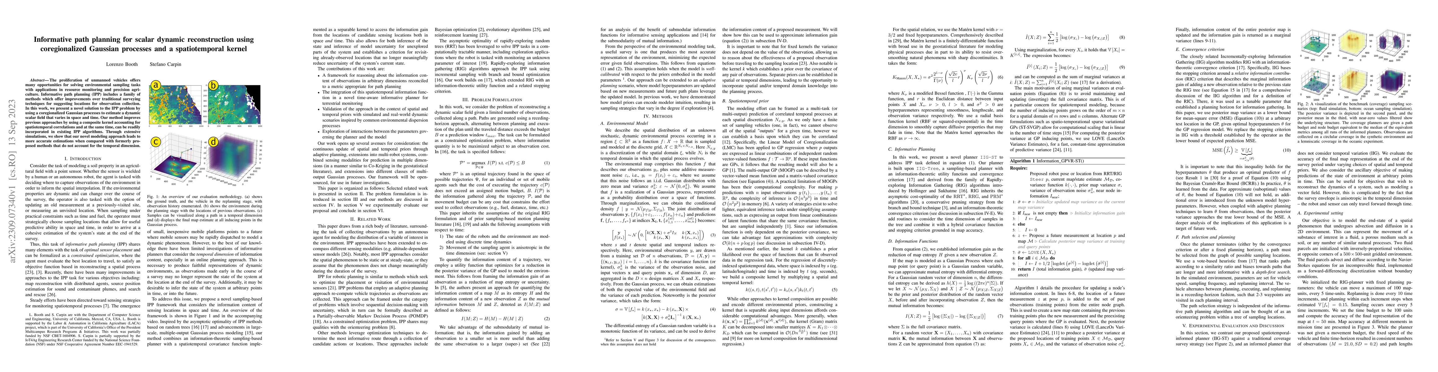Thumbnail for Informative path planning for scalar dynamic reconstruction using
  coregionalized Gaussian processes and a spatiotemporal kernel