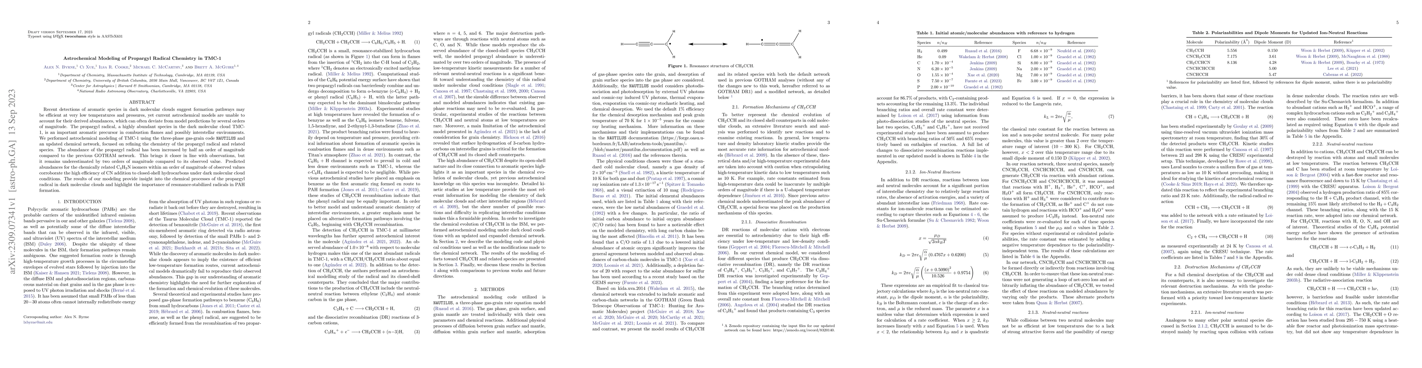 Thumbnail for Astrochemical Modeling of Propargyl Radical Chemistry in TMC-1
