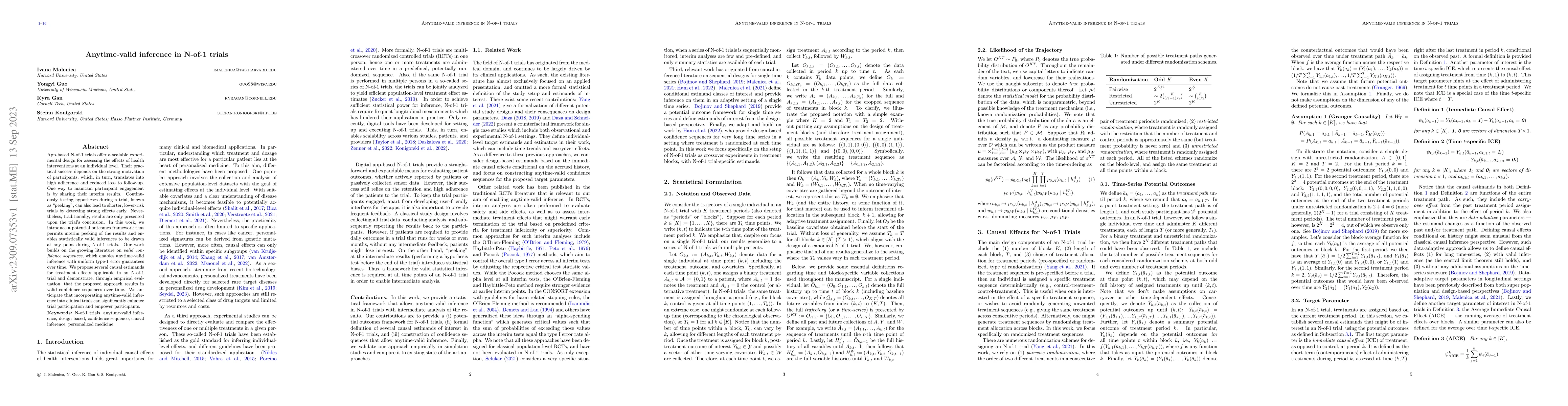 Thumbnail for Anytime-valid inference in N-of-1 trials