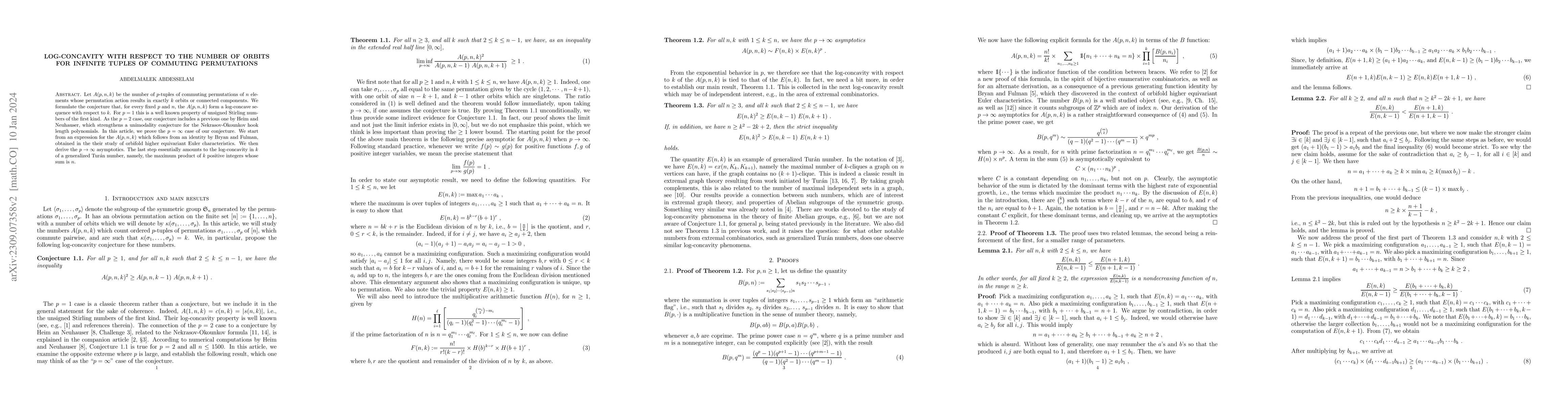 Thumbnail for Log-concavity with respect to the number of orbits for infinite tuples
  of commuting permutations