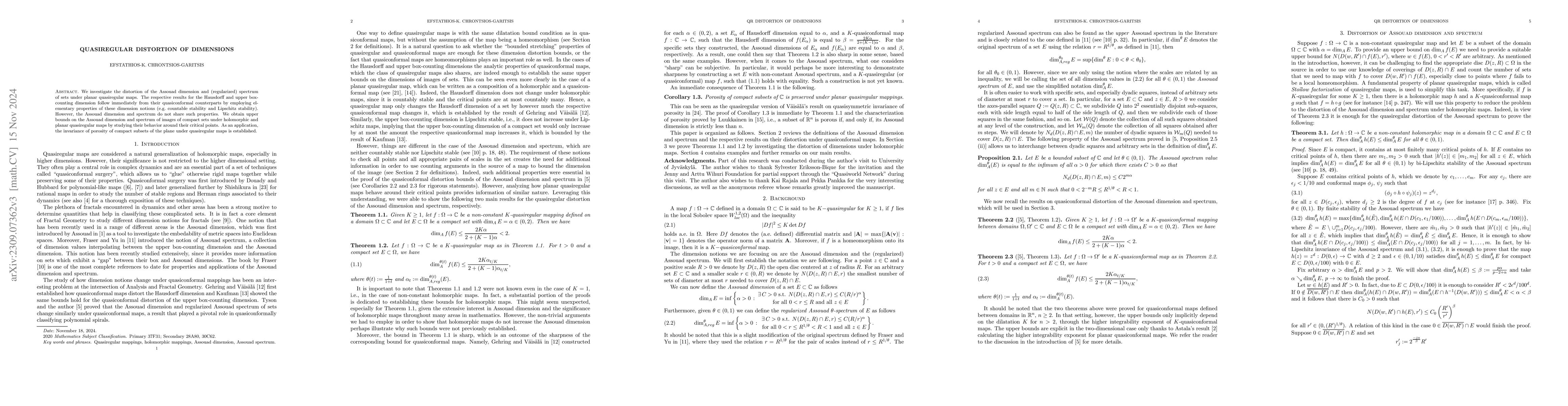 Thumbnail for Quasiregular distortion of dimensions