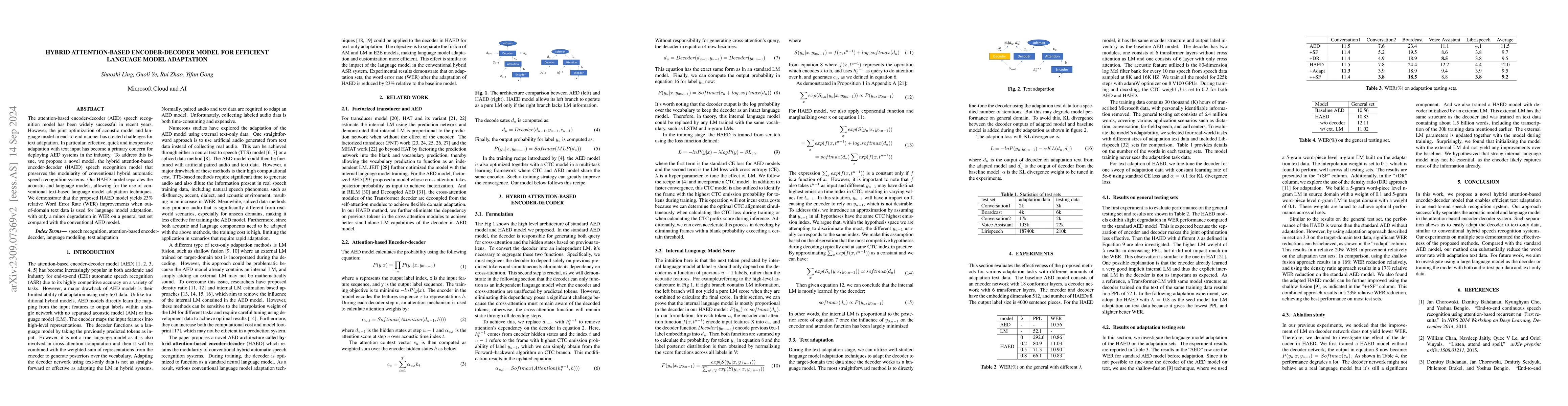 Thumbnail for Hybrid Attention-based Encoder-decoder Model for Efficient Language
  Model Adaptation