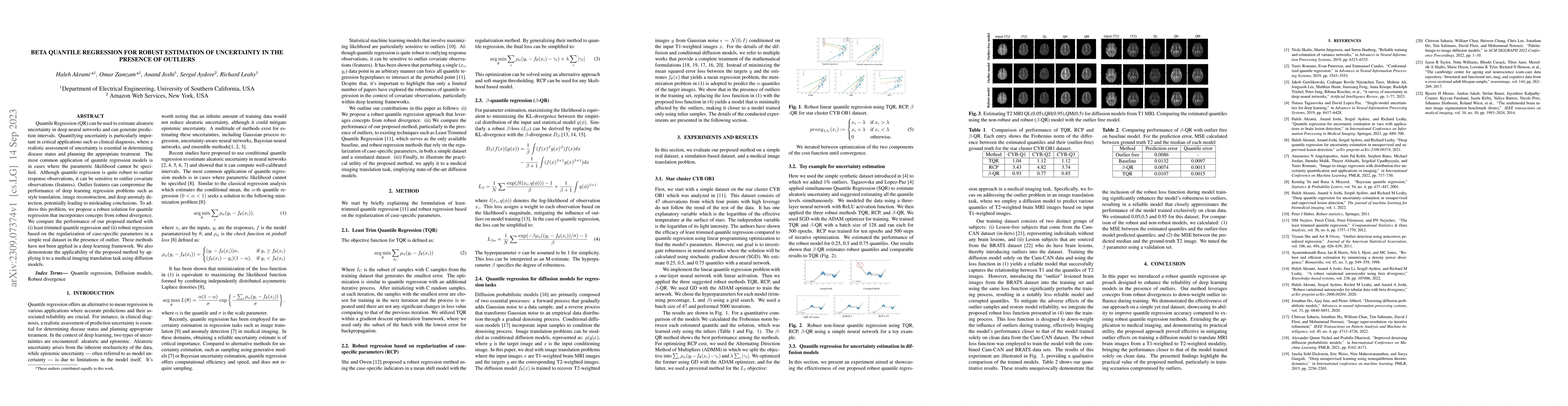 Thumbnail for Beta quantile regression for robust estimation of uncertainty in the
  presence of outliers