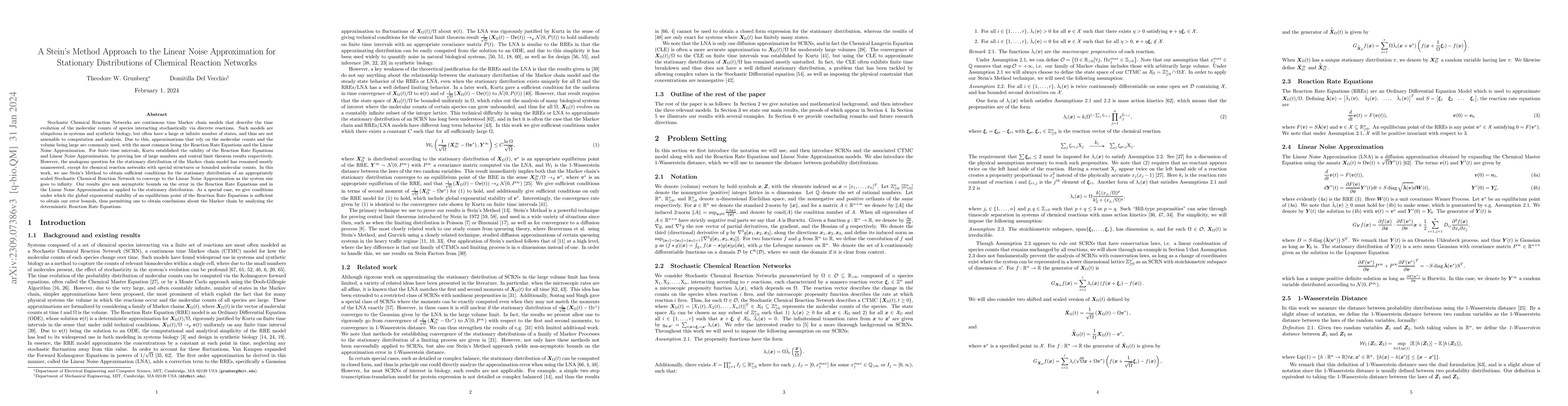 Thumbnail for A Stein's Method Approach to the Linear Noise Approximation for
  Stationary Distributions of Chemical Reaction Networks
