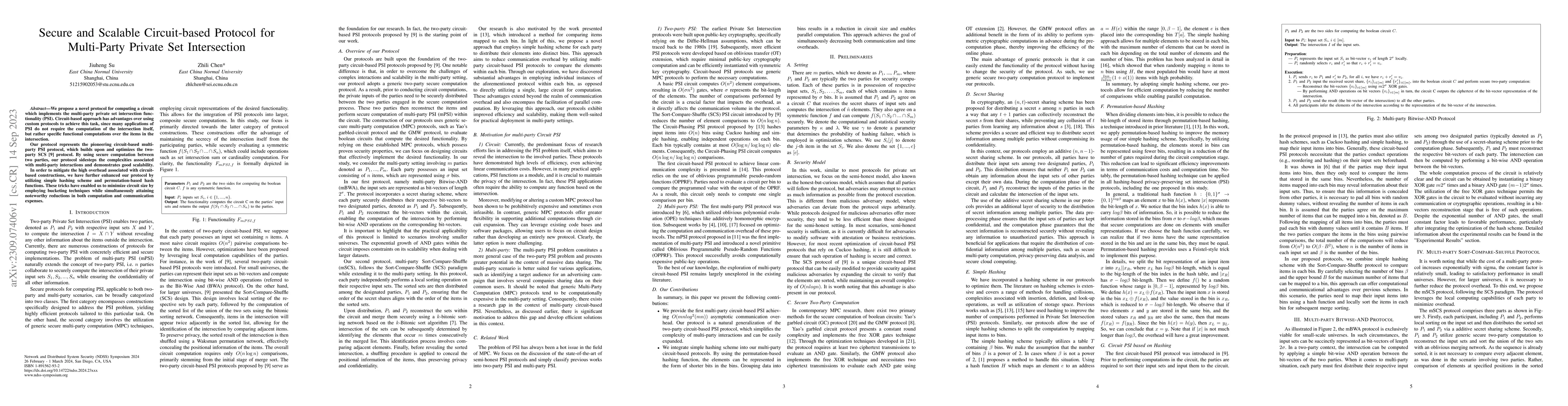 Thumbnail for Secure and Scalable Circuit-based Protocol for Multi-Party Private Set
  Intersection