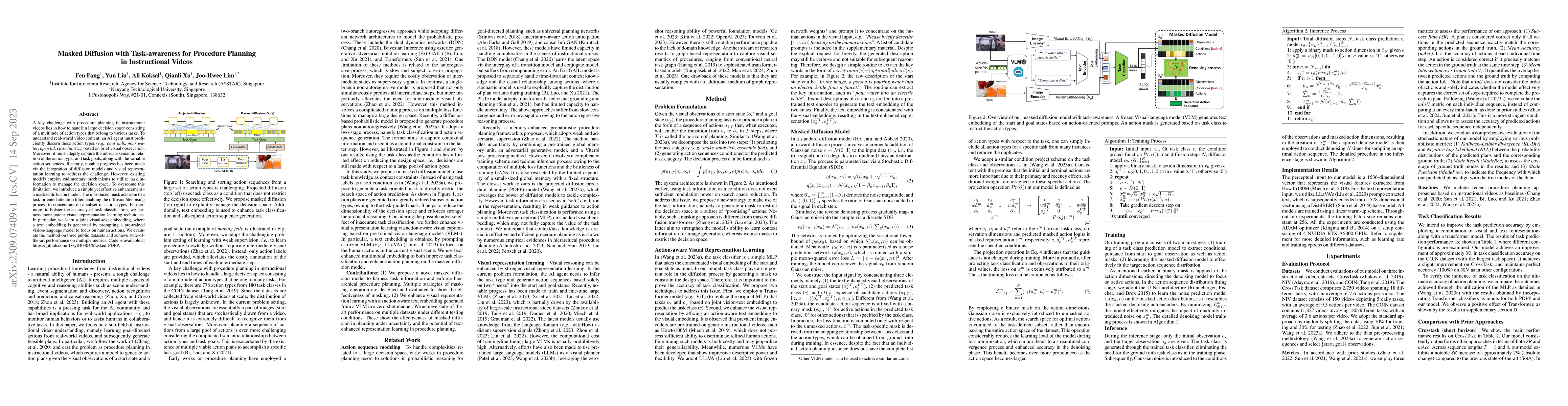 Thumbnail for Masked Diffusion with Task-awareness for Procedure Planning in
  Instructional Videos