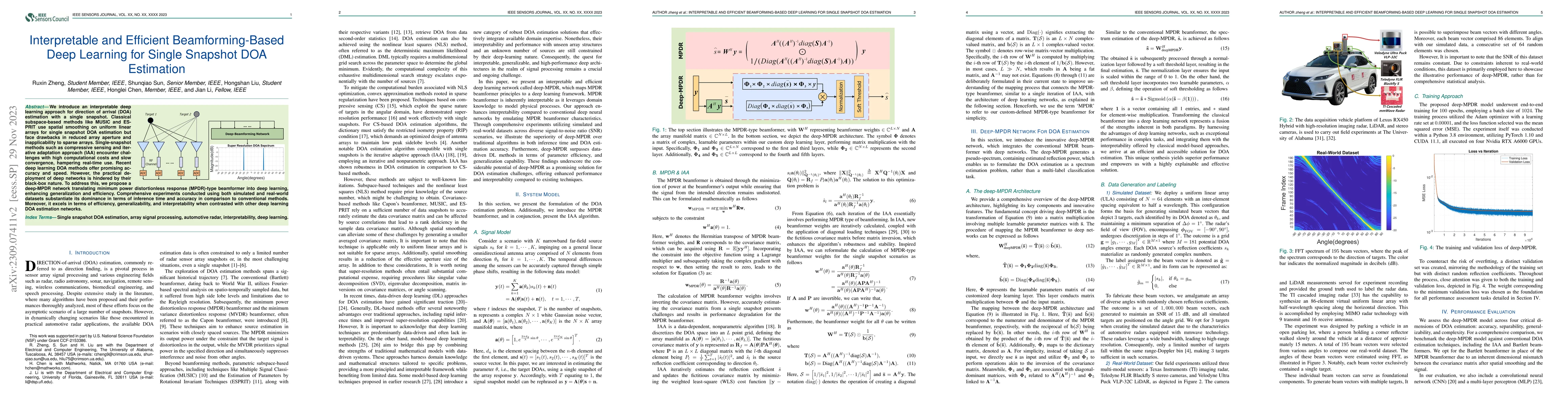Thumbnail for Interpretable and Efficient Beamforming-Based Deep Learning for Single
  Snapshot DOA Estimation