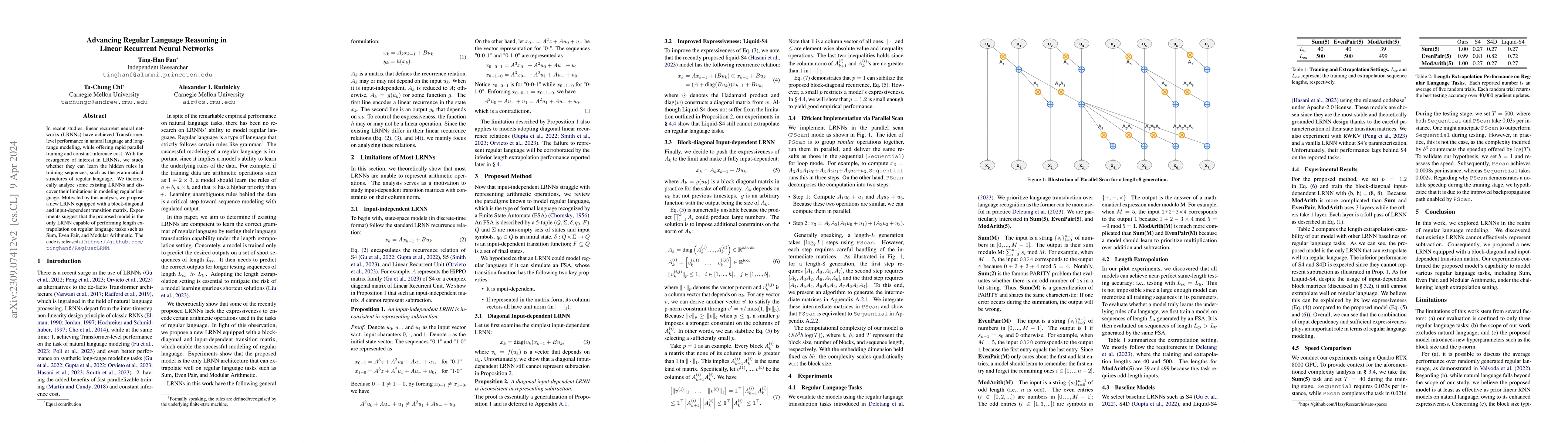 Thumbnail for Advancing Regular Language Reasoning in Linear Recurrent Neural Networks