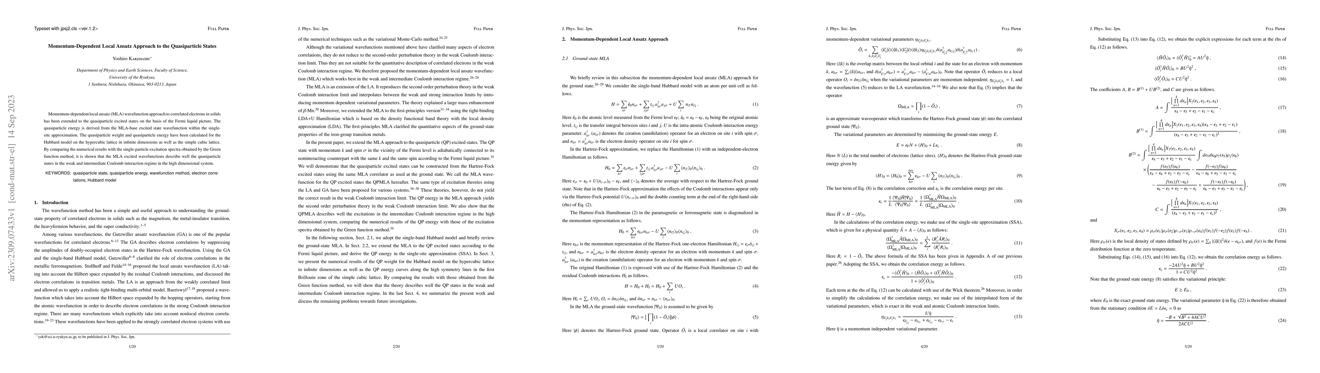 Thumbnail for Momentum-Dependent Local Ansatz Approach to the Quasiparticle States