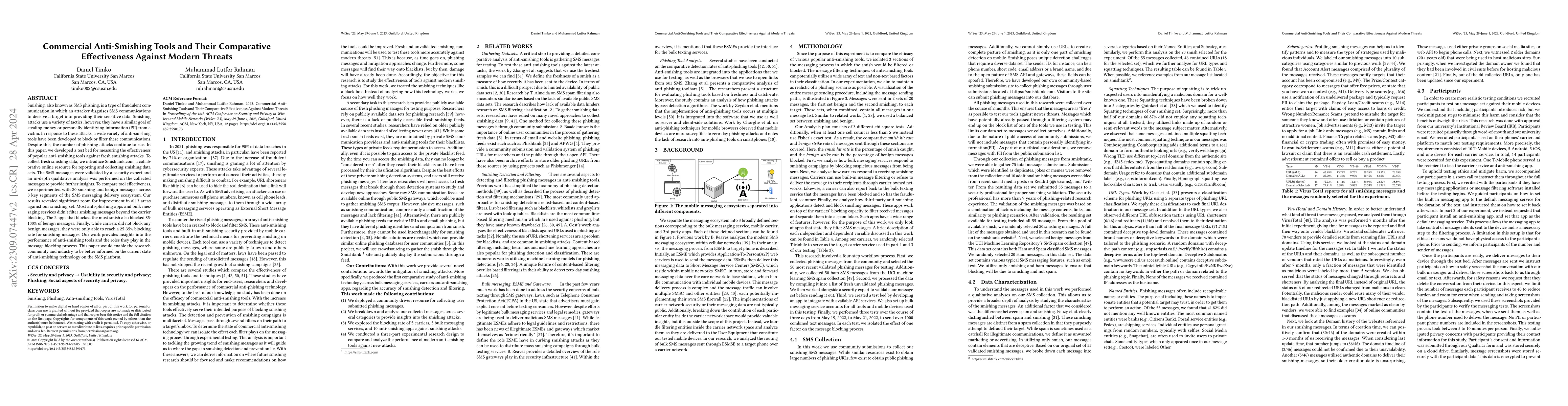 Thumbnail for Commercial Anti-Smishing Tools and Their Comparative Effectiveness
  Against Modern Threats