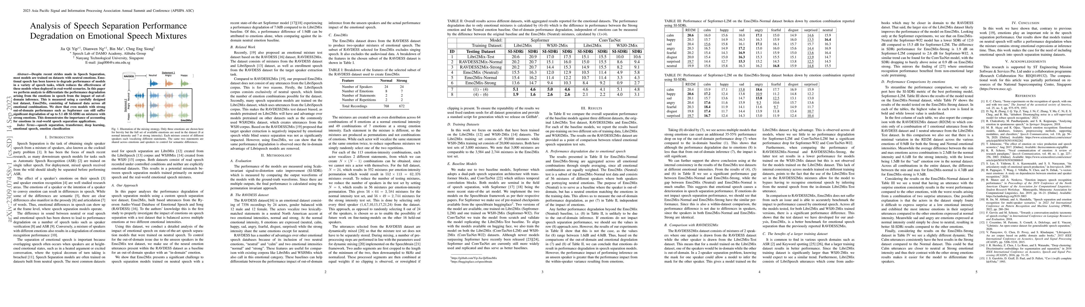 Thumbnail for Analysis of Speech Separation Performance Degradation on Emotional
  Speech Mixtures