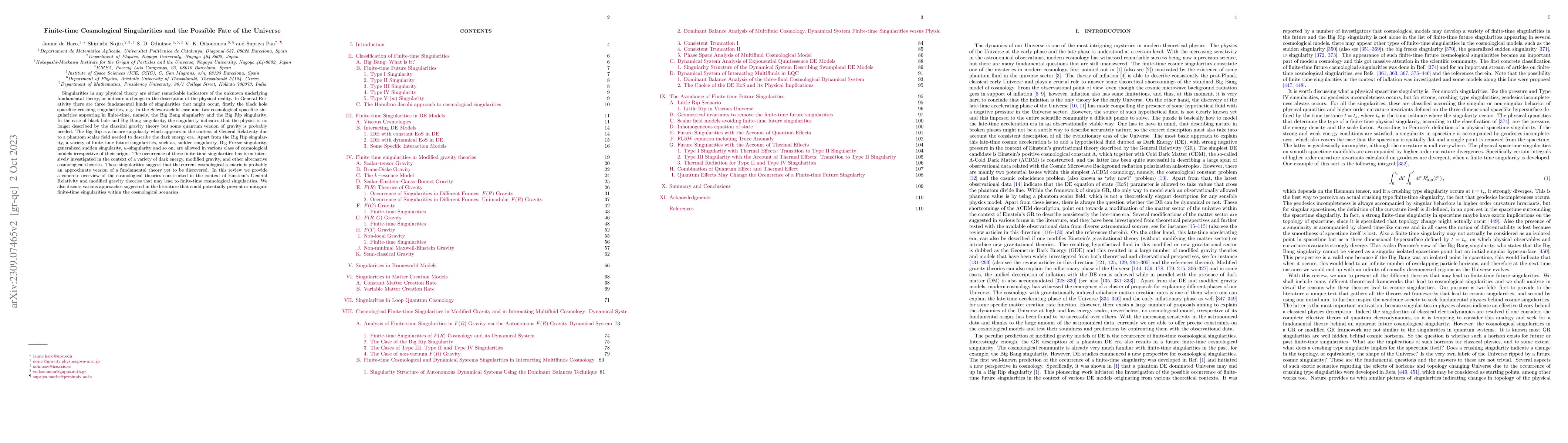 Thumbnail for Finite-time Cosmological Singularities and the Possible Fate of the
  Universe