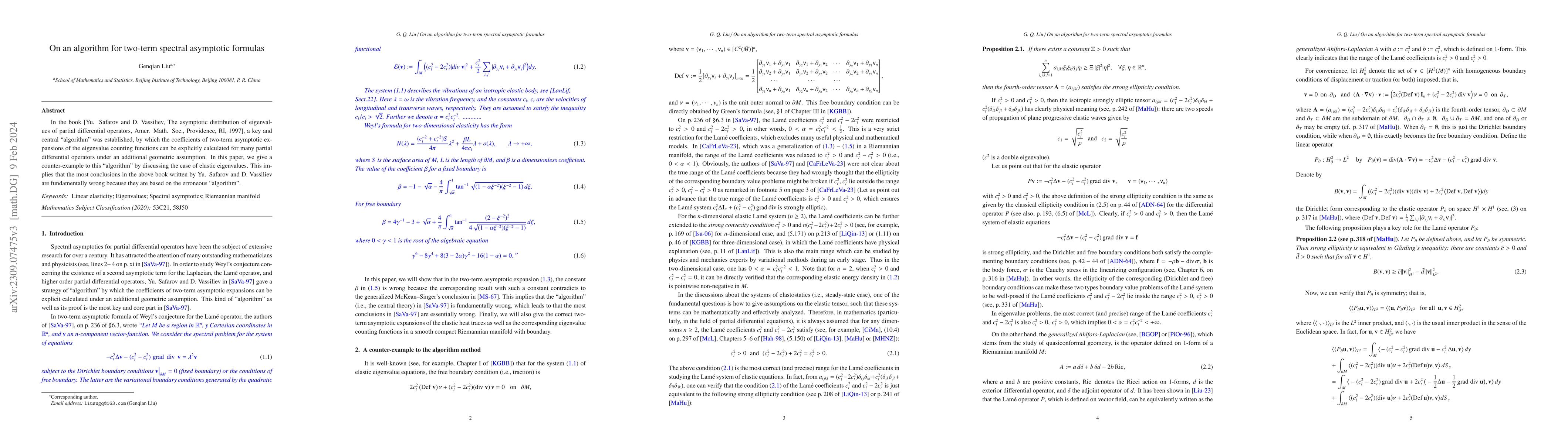Thumbnail for On an algorithm for two-term spectral asymptotic formulas