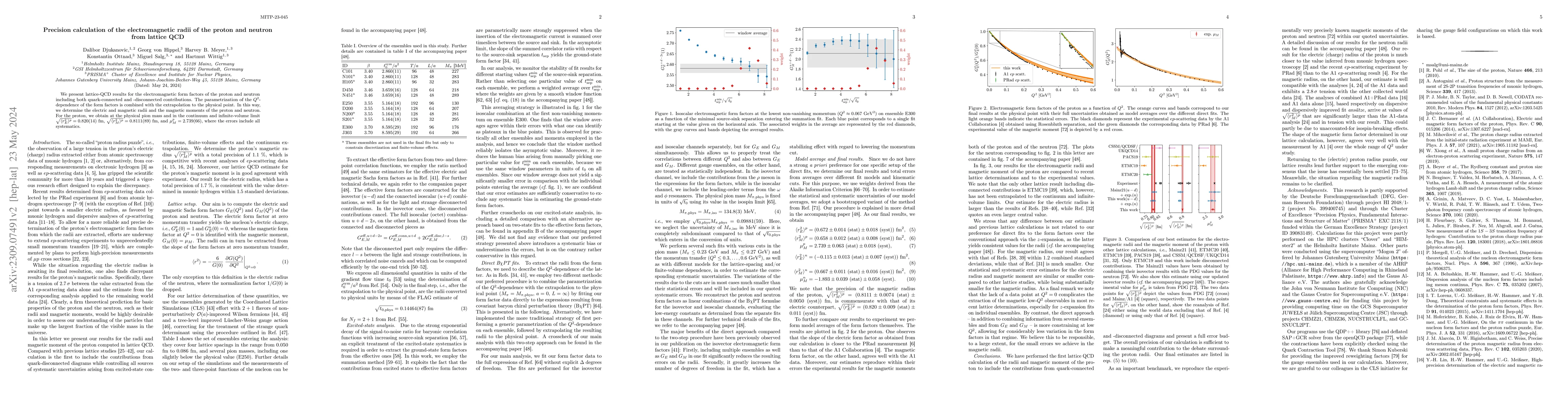 Thumbnail for Precision calculation of the electromagnetic radii of the proton and
  neutron from lattice QCD