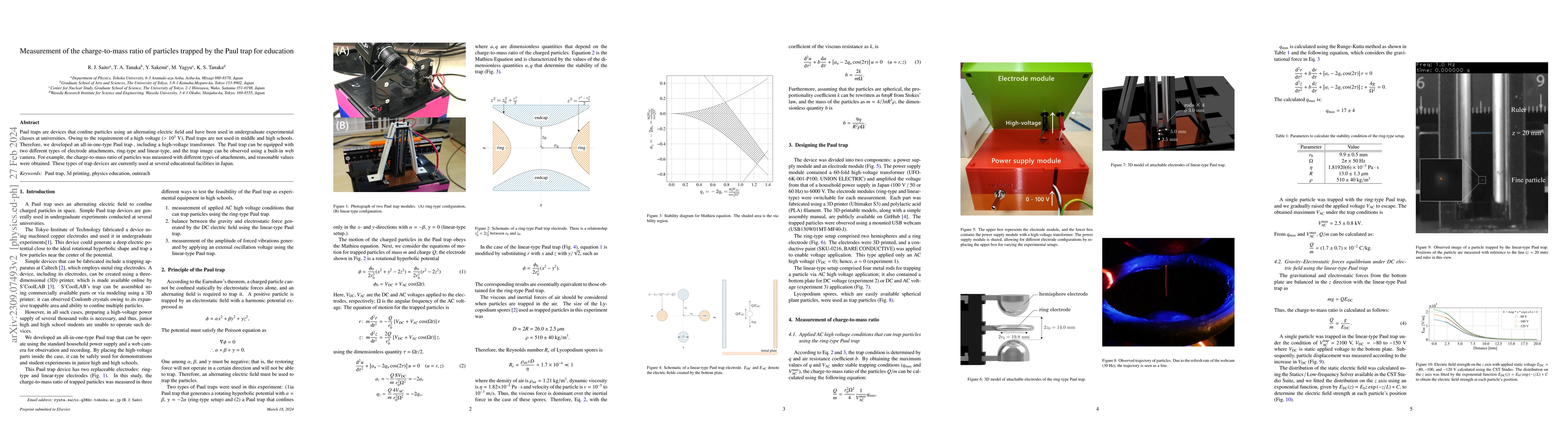 Thumbnail for Measurement of the charge-to-mass ratio of particles trapped by the Paul
  trap for education