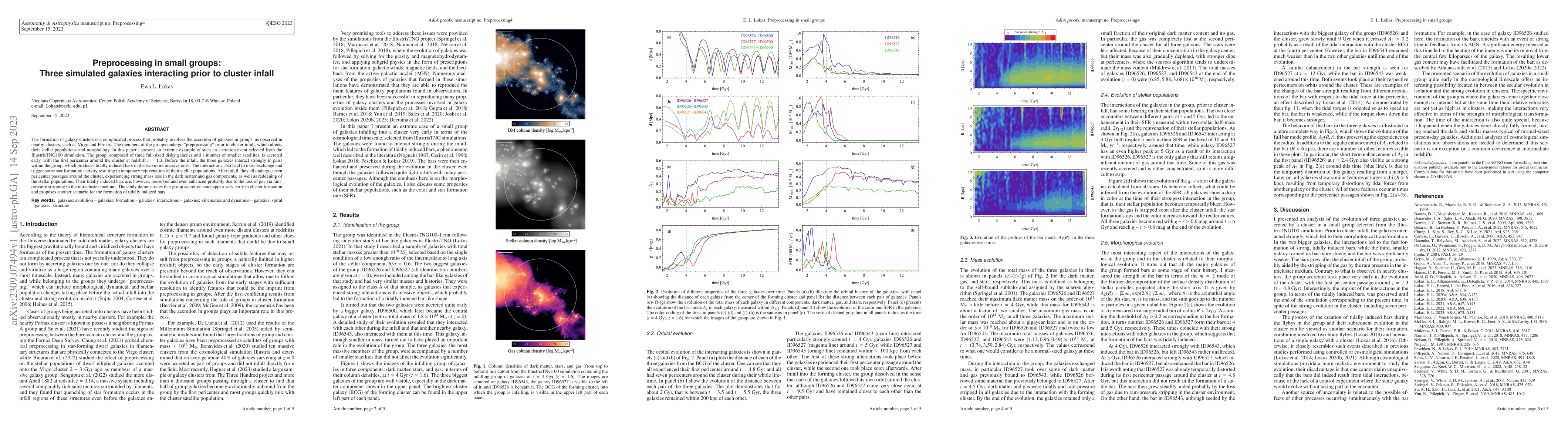 Thumbnail for Preprocessing in small groups: Three simulated galaxies interacting
  prior to cluster infall