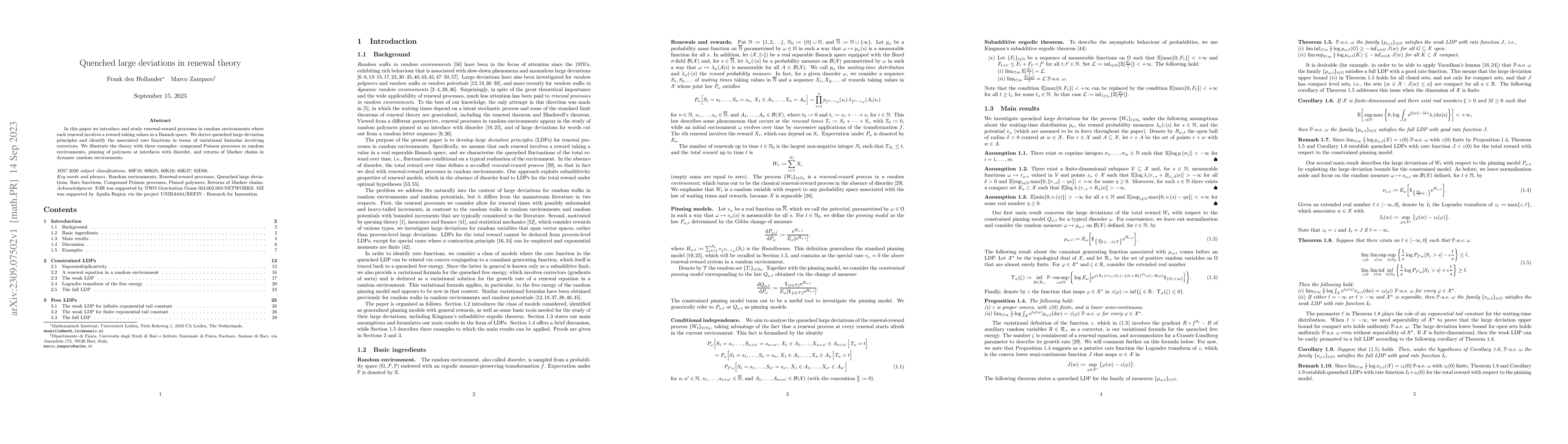 Thumbnail for Quenched large deviations in renewal theory