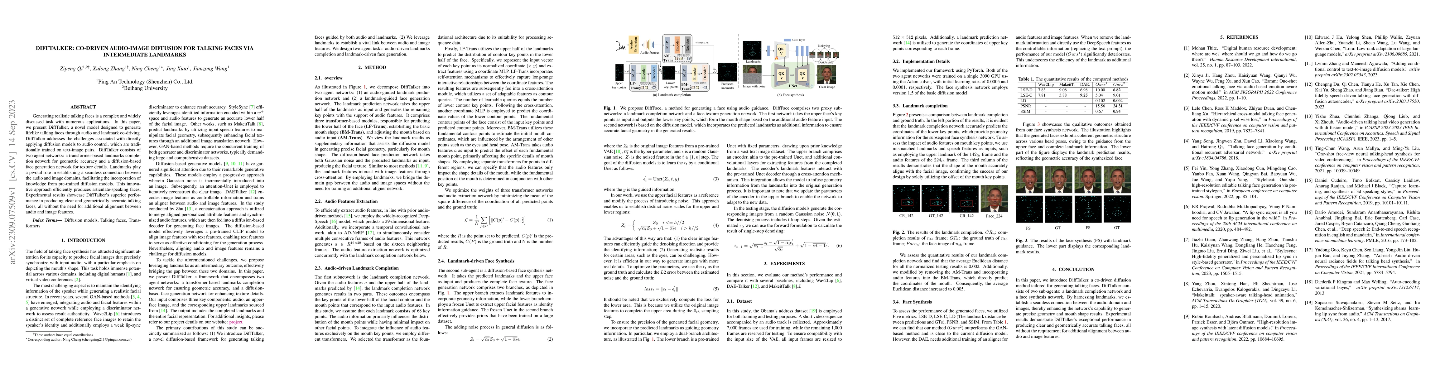Thumbnail for DiffTalker: Co-driven audio-image diffusion for talking faces via
  intermediate landmarks