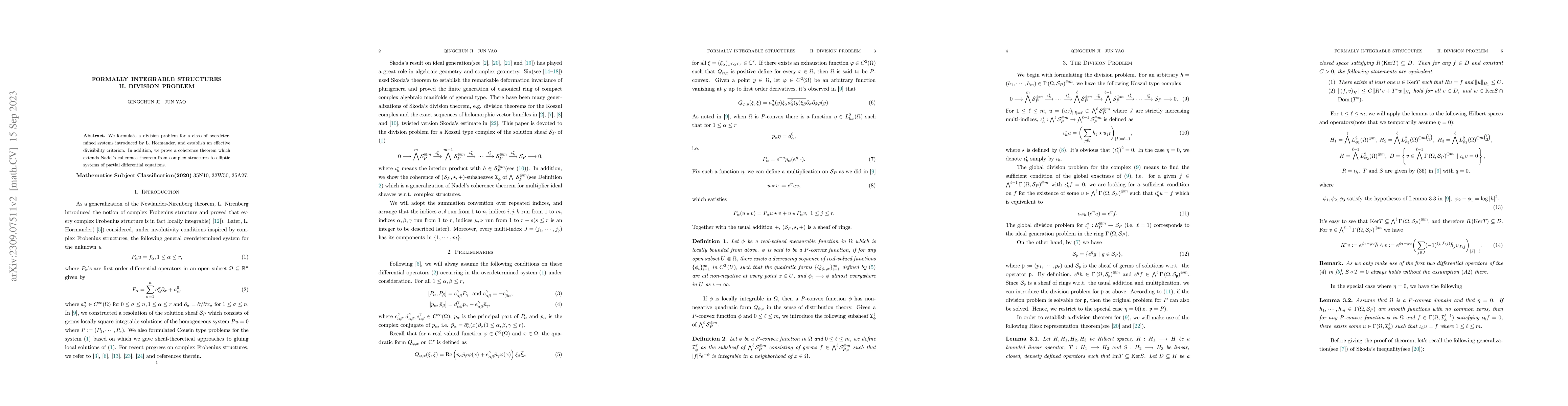 Thumbnail for Formally Integrable Structures II. Division Problem