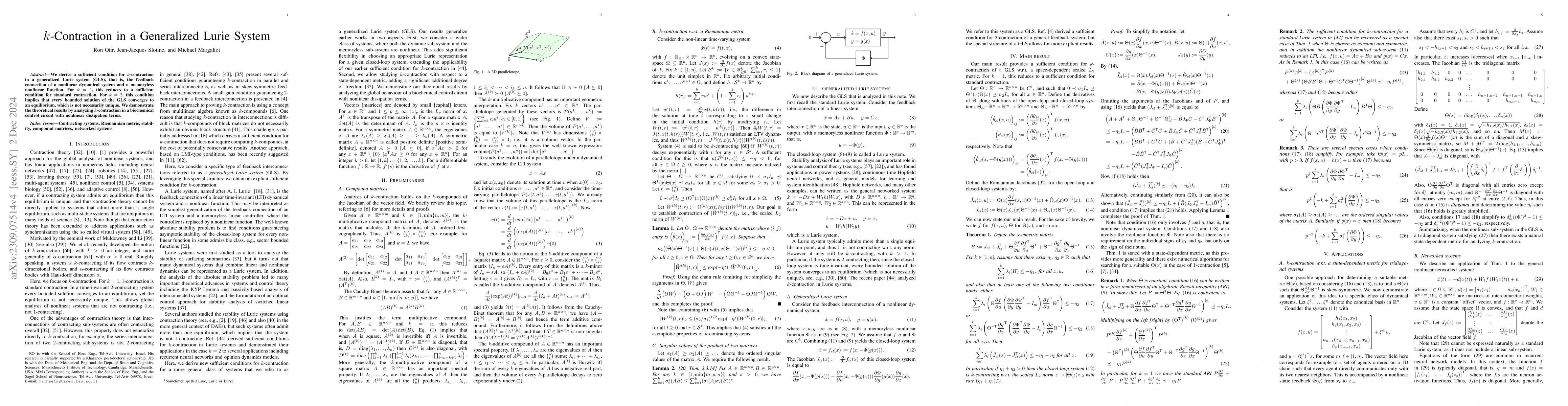 Thumbnail for $k$-Contraction in a Generalized Lurie System