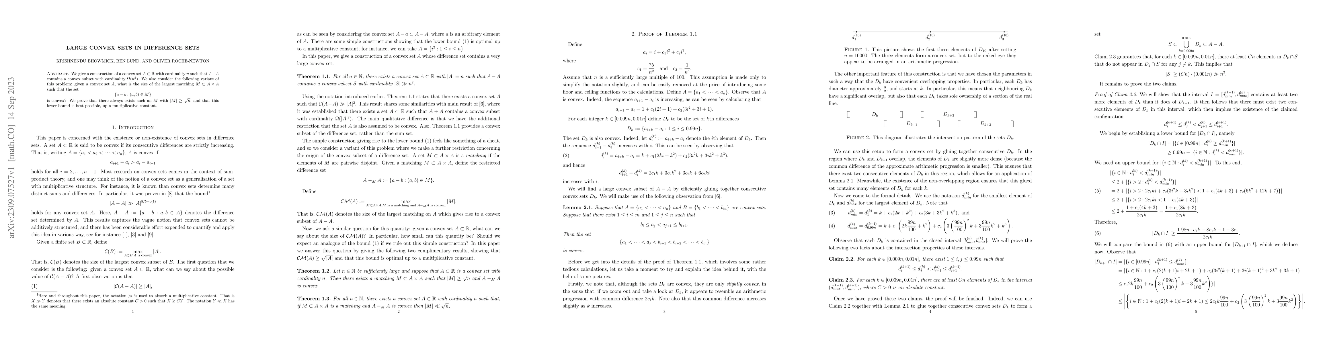 Thumbnail for Large Convex sets in Difference sets