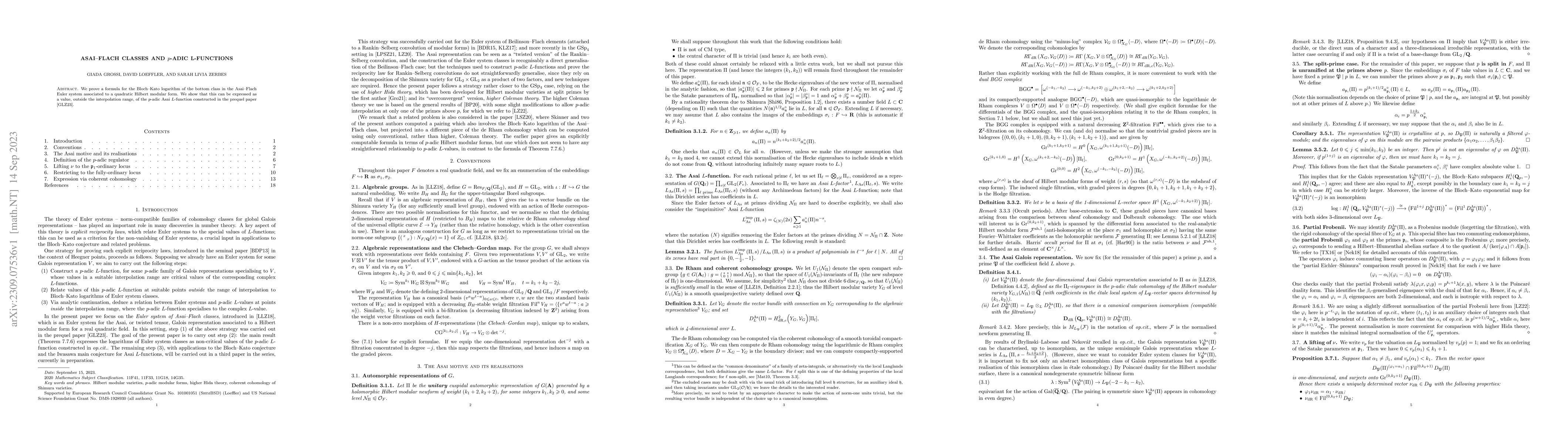 Thumbnail for Asai-Flach classes and p-adic L-functions