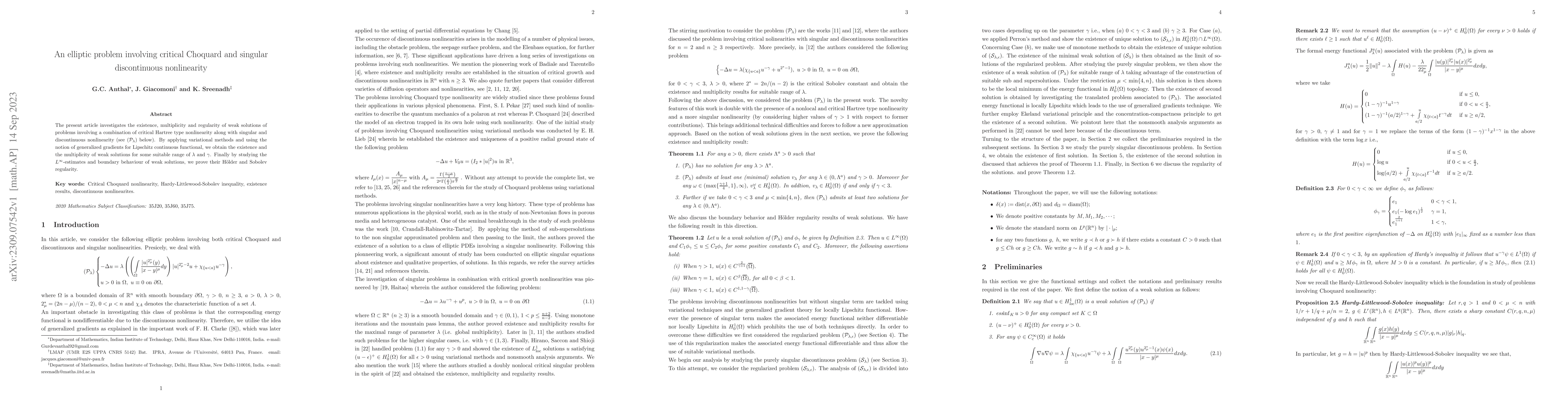 Thumbnail for An elliptic problem involving critical Choquard and singular
  discontinuous nonlinearity