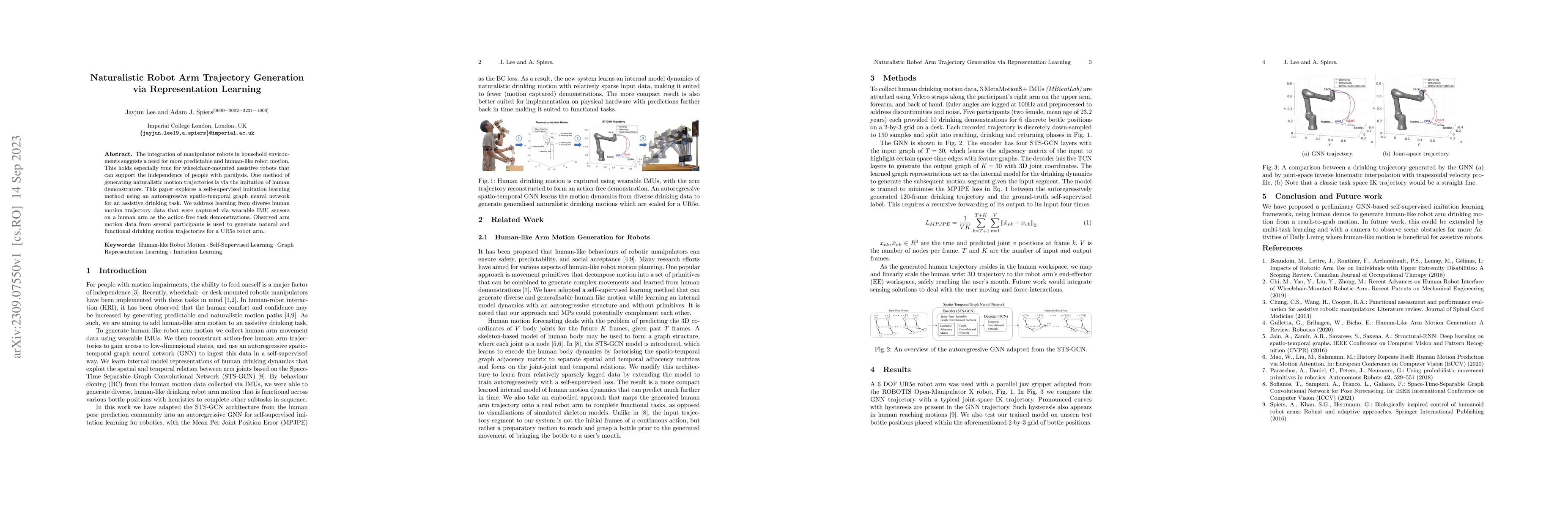 Thumbnail for Naturalistic Robot Arm Trajectory Generation via Representation Learning