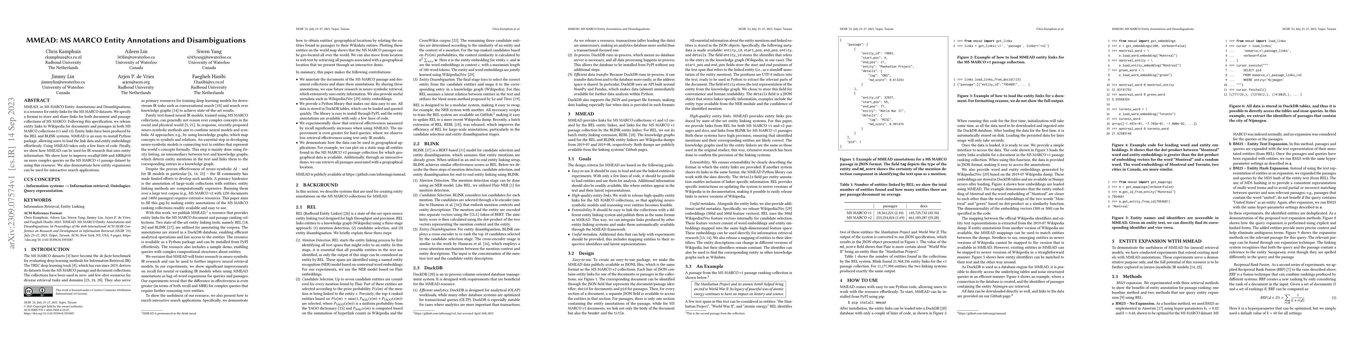 Thumbnail for MMEAD: MS MARCO Entity Annotations and Disambiguations