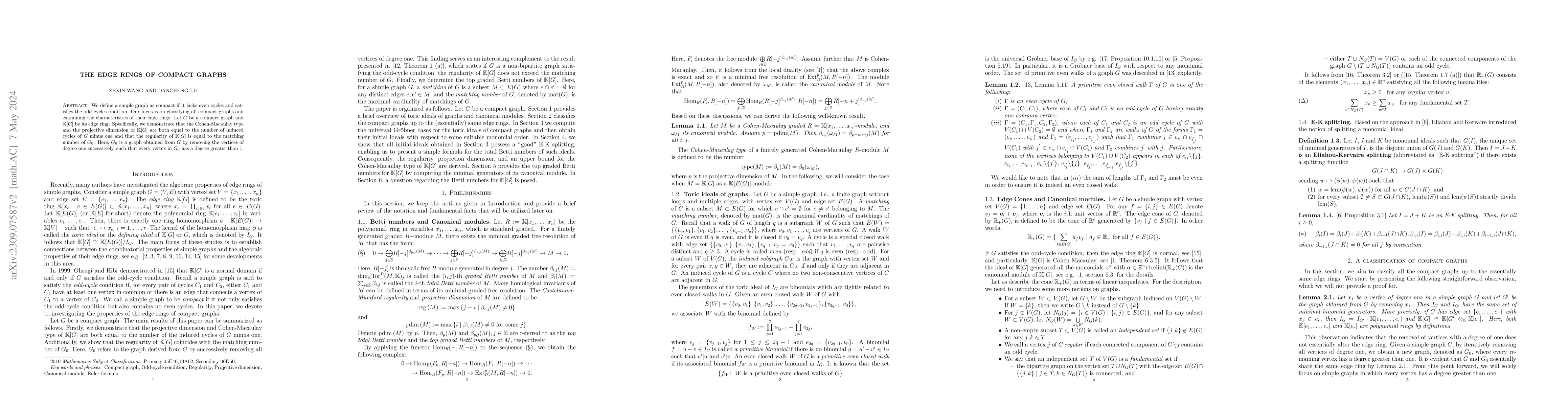 Thumbnail for The edge rings of compact graphs