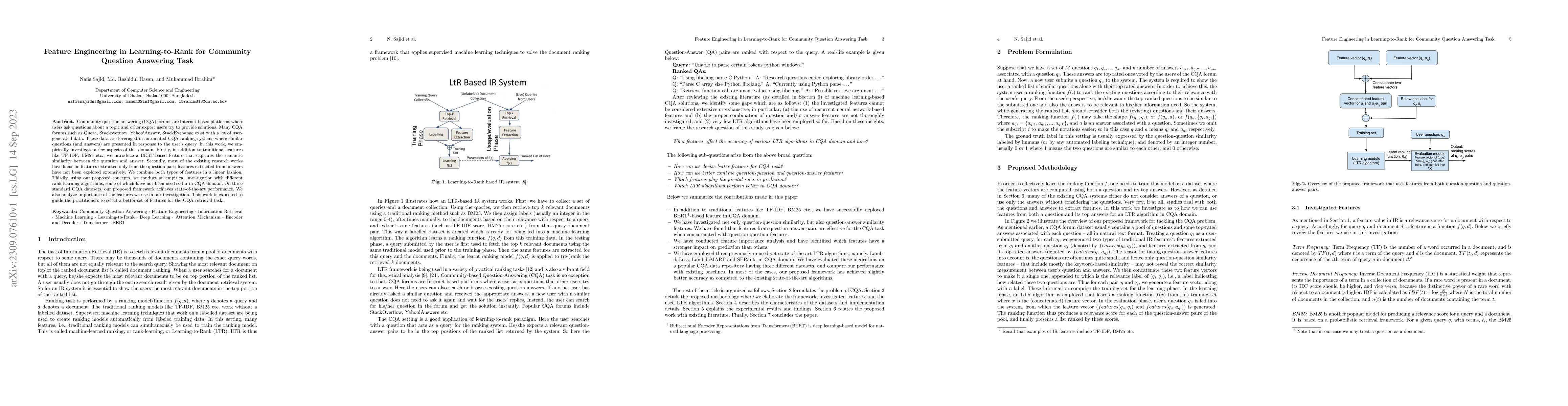 Thumbnail for Feature Engineering in Learning-to-Rank for Community Question Answering
  Task