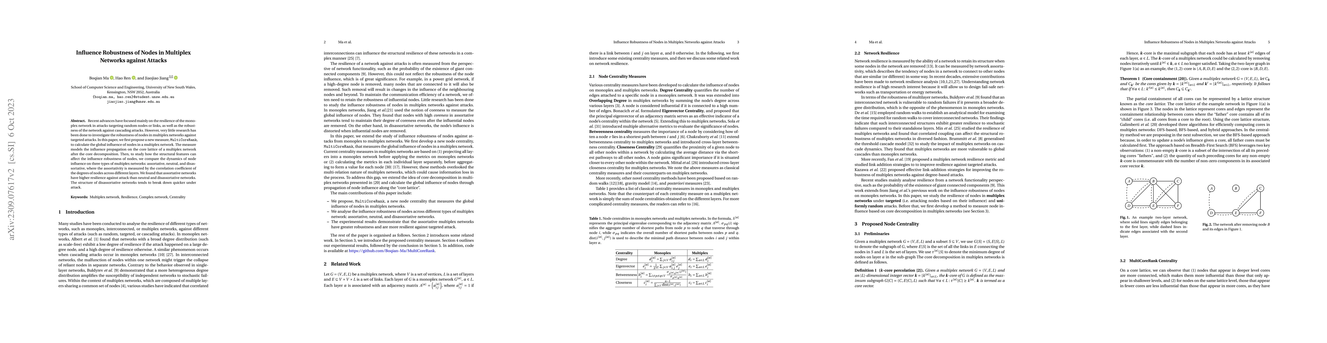 Thumbnail for Influence Robustness of Nodes in Multiplex Networks against Attacks