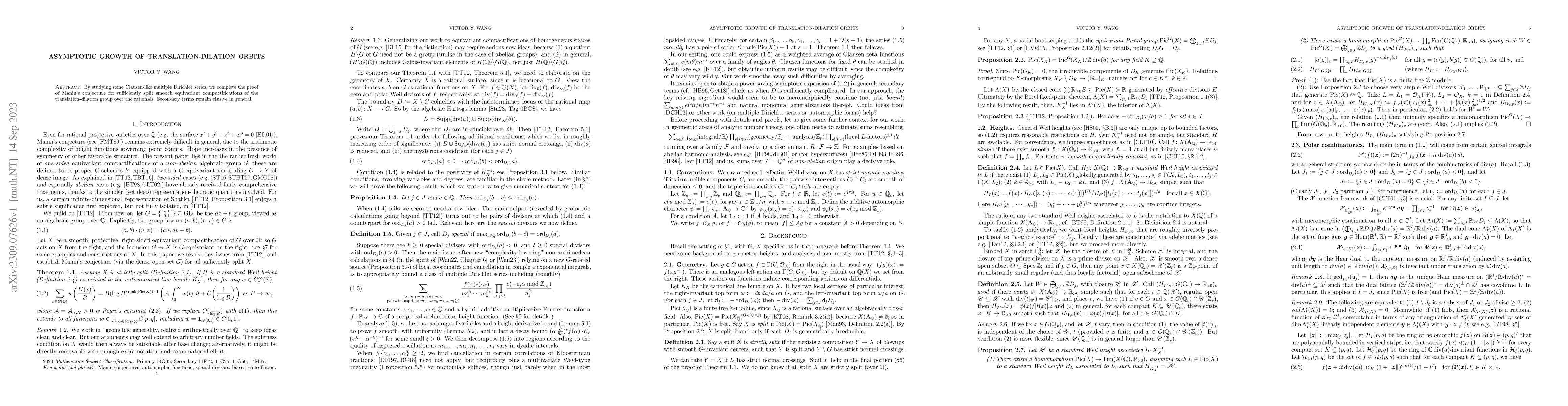 Thumbnail for Asymptotic growth of translation-dilation orbits
