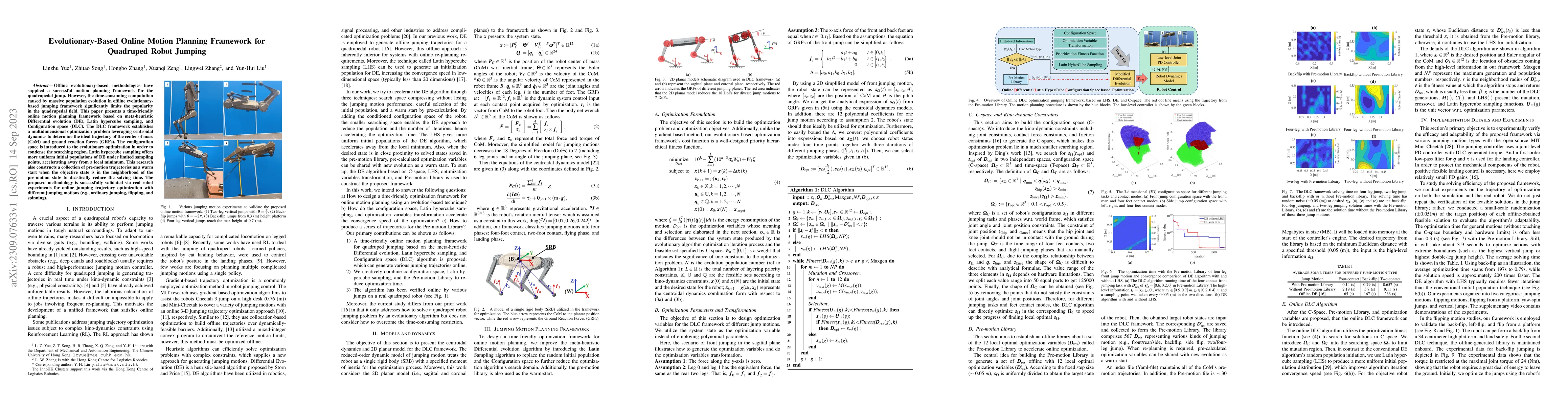Thumbnail for Evolutionary-Based Online Motion Planning Framework for Quadruped Robot
  Jumping