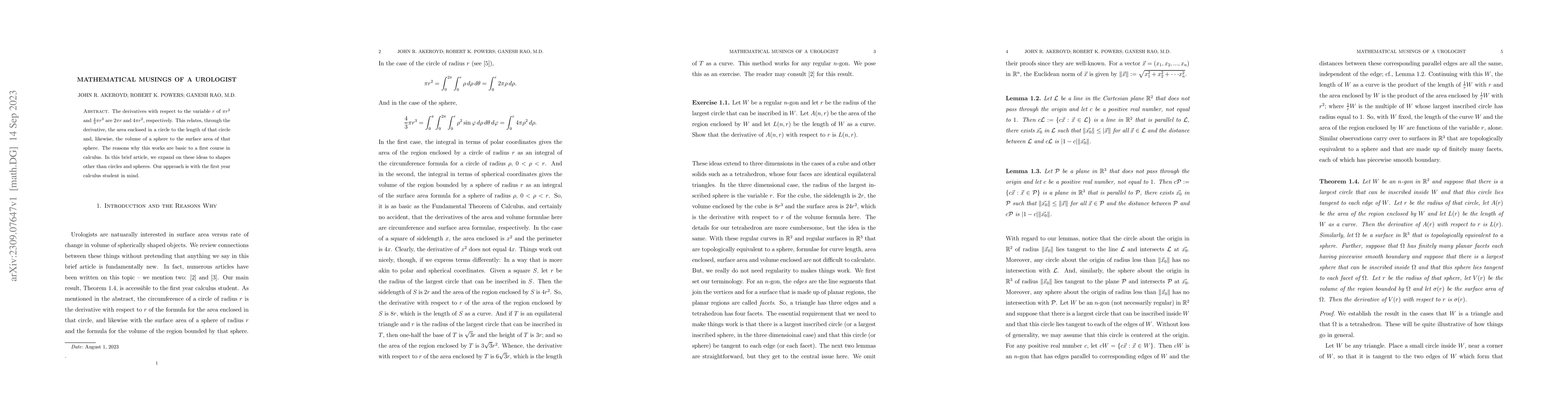 Thumbnail for Mathematical Musings of a Urologist