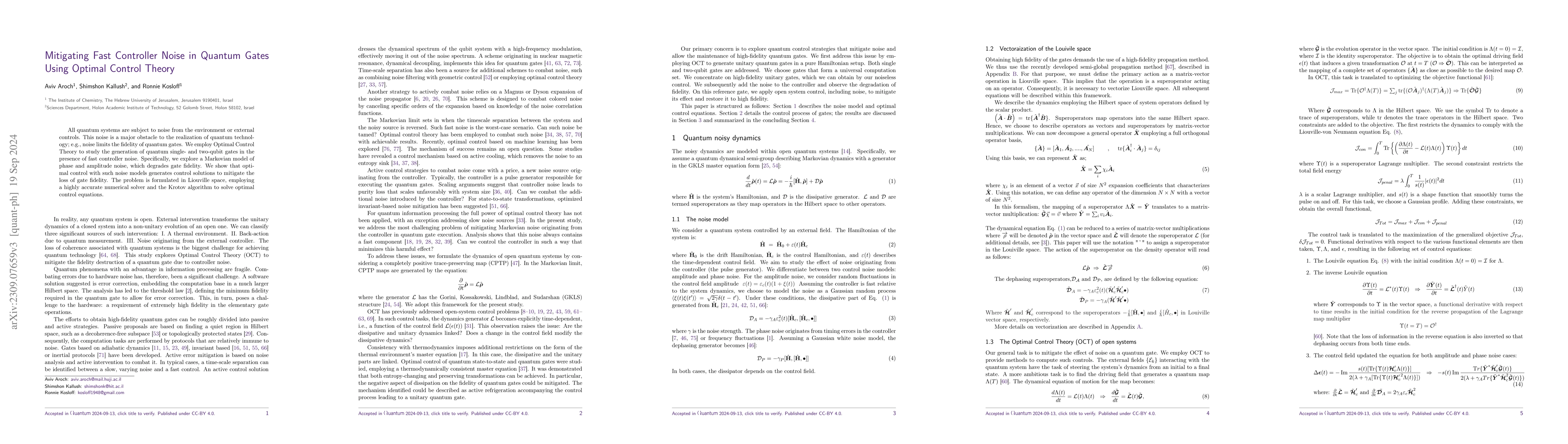 Thumbnail for Mitigating controller noise in quantum gates using optimal control
  theory
