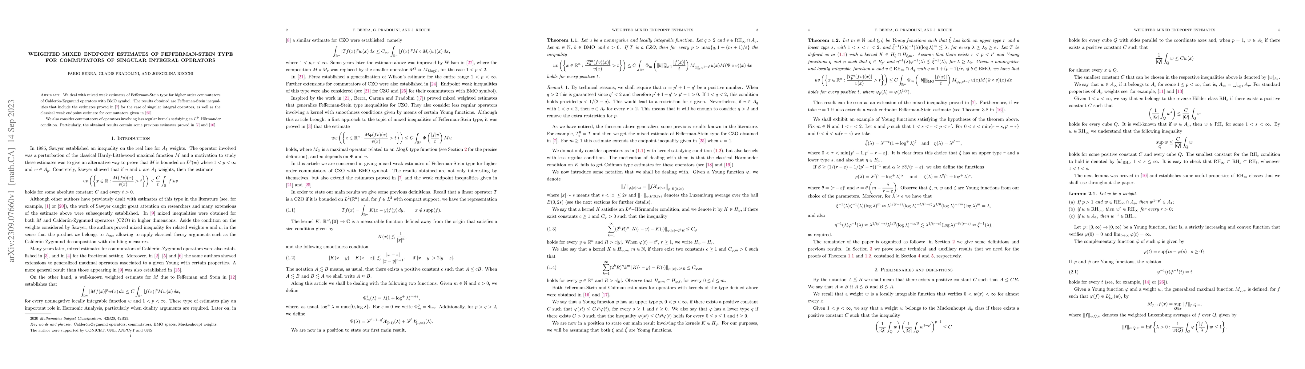 Thumbnail for Weighted mixed endpoint estimates of Fefferman-Stein type for
  commutators of singular integral operators