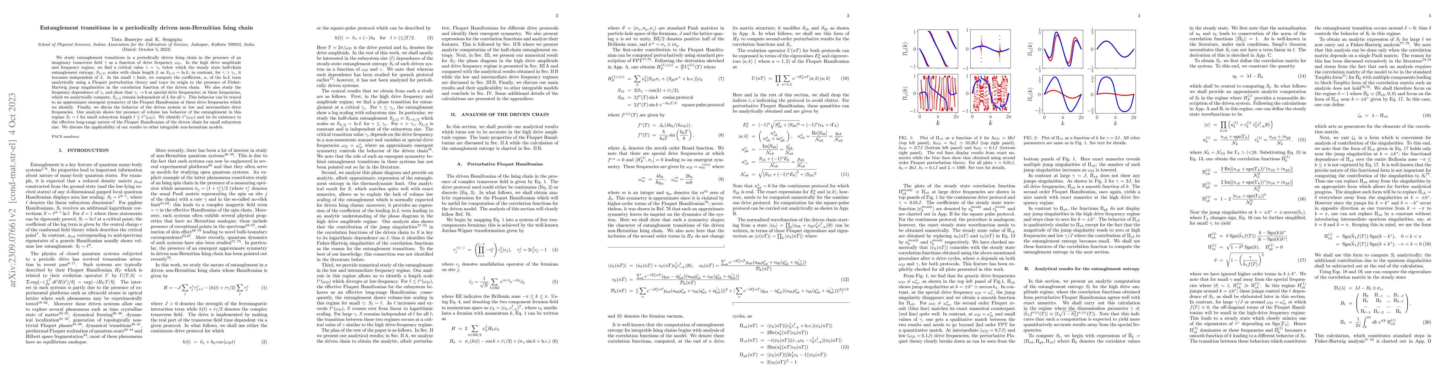 Thumbnail for Entanglement transitions in a periodically driven non-Hermitian Ising
  chain