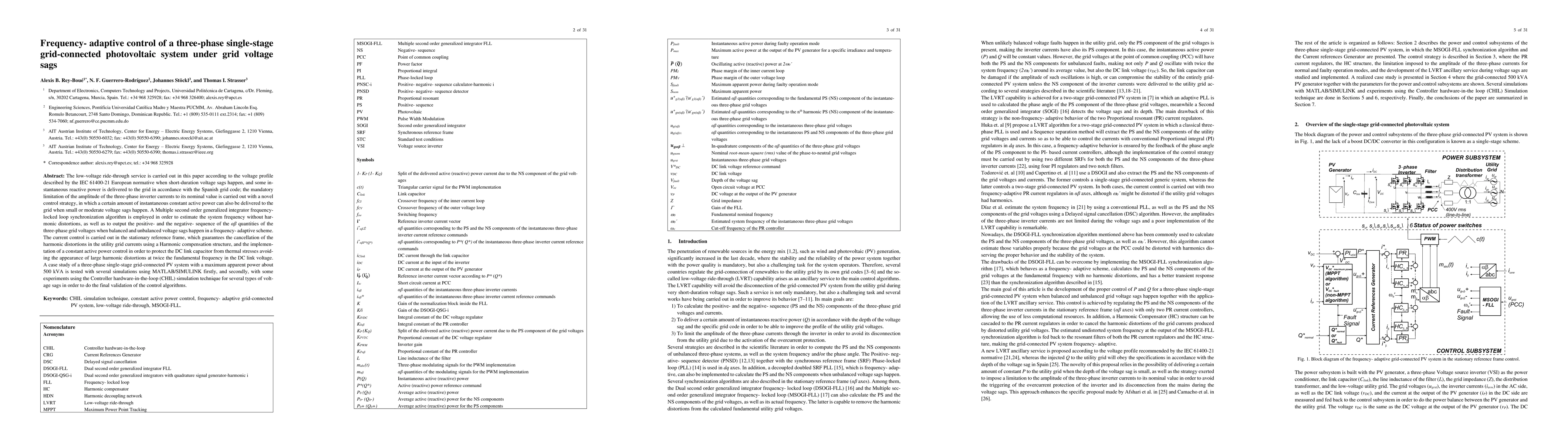Thumbnail for Frequency-adaptive control of a three-phase single-stage grid-connected
  photovoltaic system under grid voltage sags