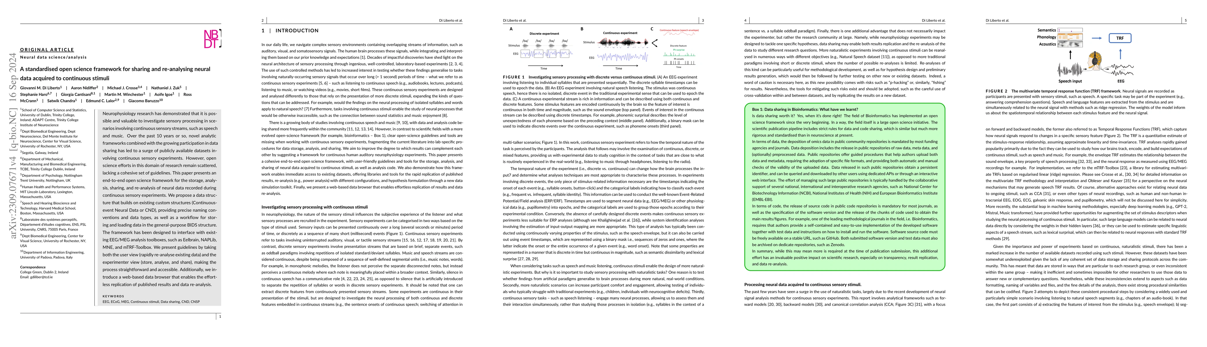 Thumbnail for A standardised open science framework for sharing and re-analysing
  neural data acquired to continuous stimuli