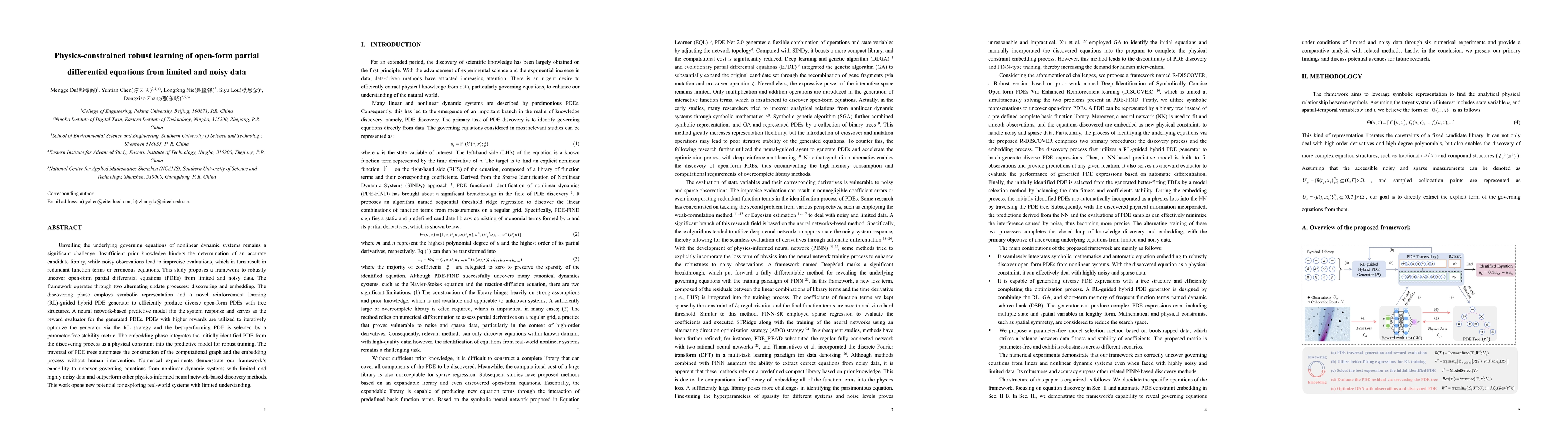 Thumbnail for Physics-constrained robust learning of open-form partial differential
  equations from limited and noisy data