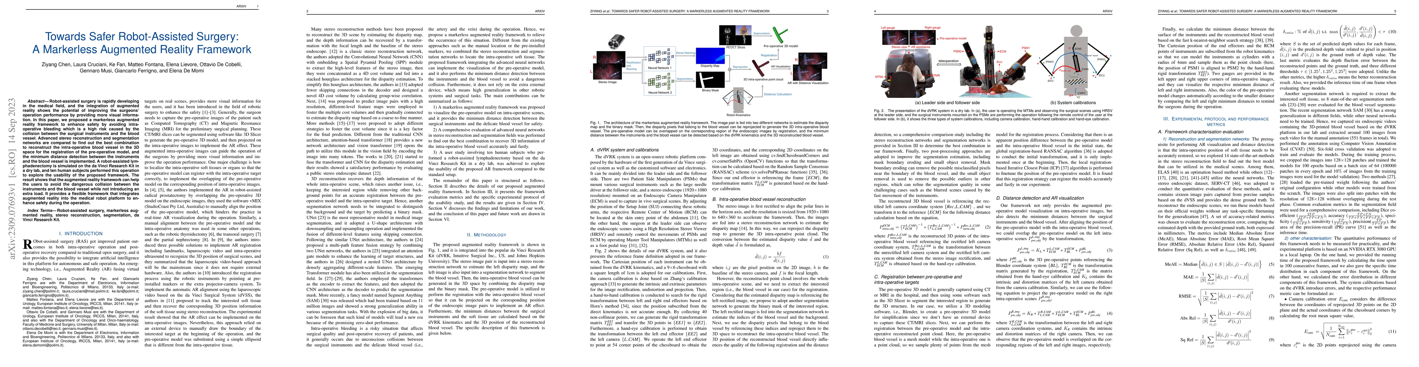 Thumbnail for Towards Safer Robot-Assisted Surgery: A Markerless Augmented Reality
  Framework