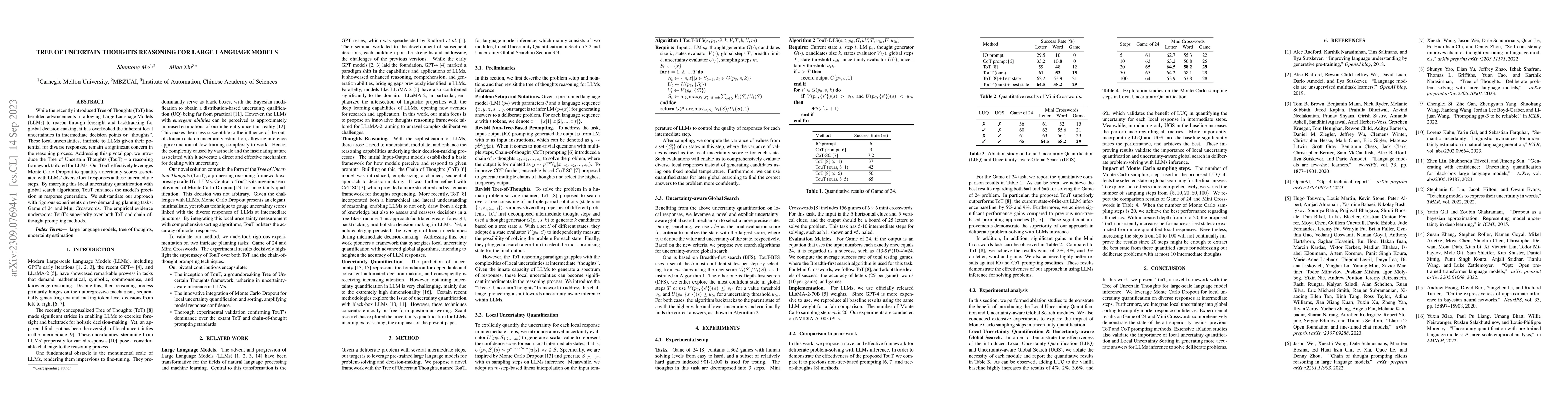 Thumbnail for Tree of Uncertain Thoughts Reasoning for Large Language Models