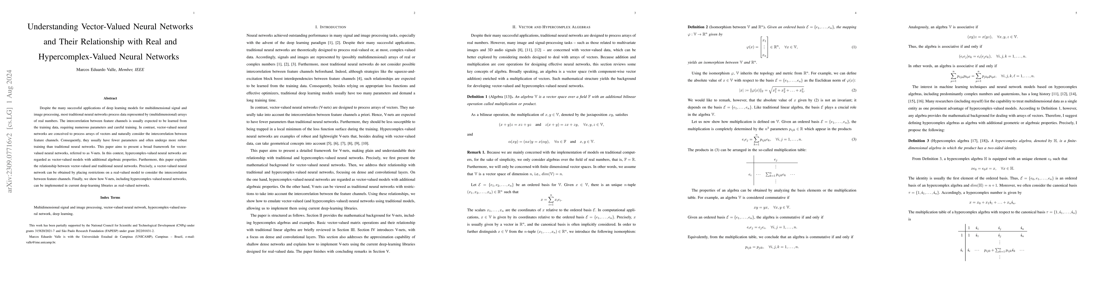 Thumbnail for Understanding Vector-Valued Neural Networks and Their Relationship with
  Real and Hypercomplex-Valued Neural Networks