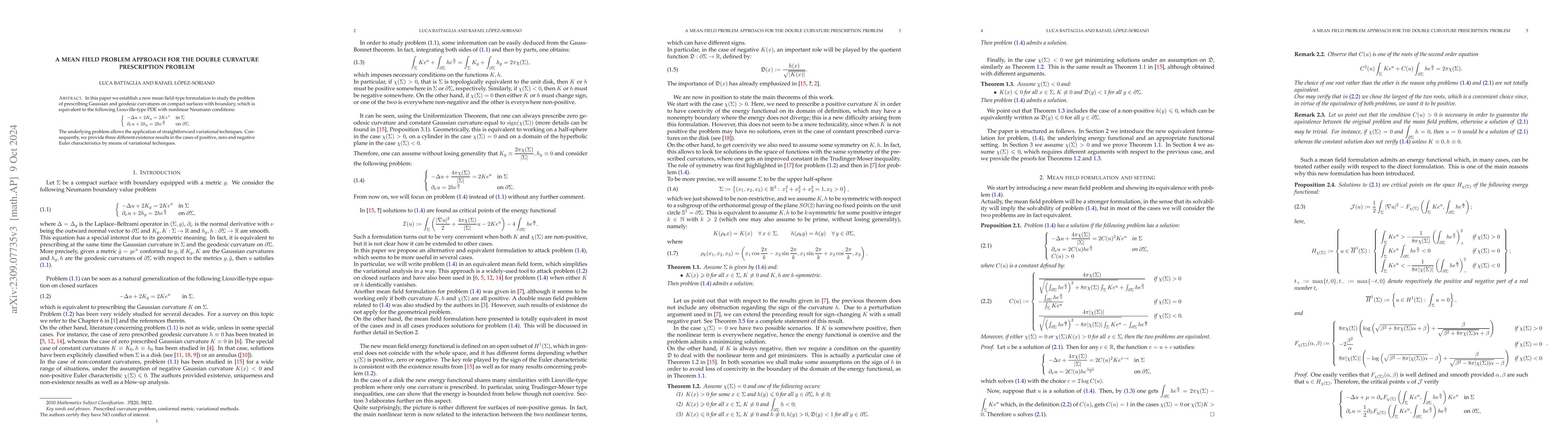 Thumbnail for A mean field problem approach for the double curvature prescription
  problem