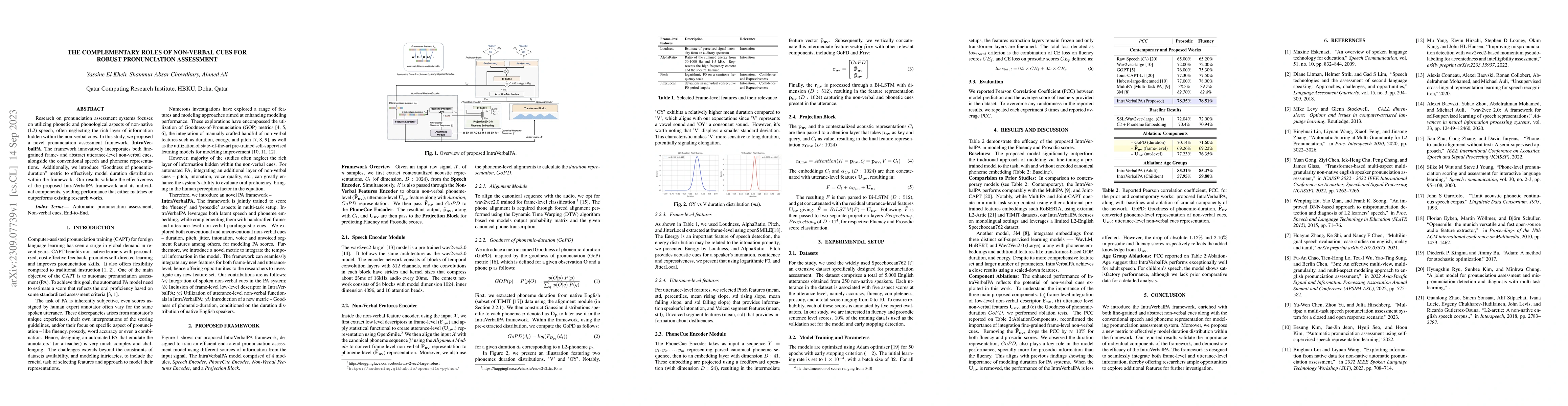 Thumbnail for The complementary roles of non-verbal cues for Robust Pronunciation
  Assessment