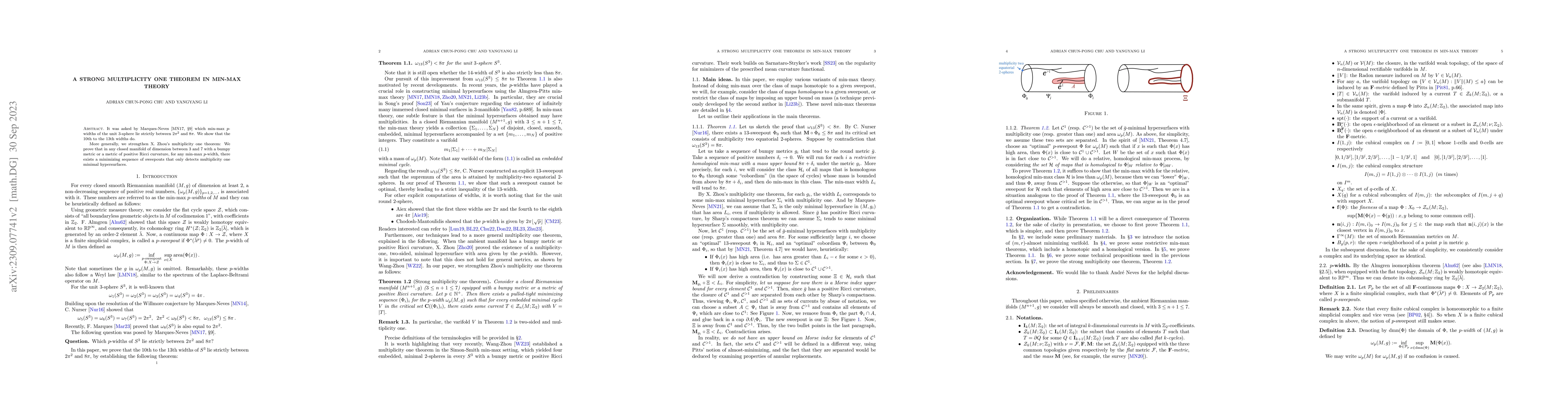Thumbnail for A strong multiplicity one theorem in min-max theory
