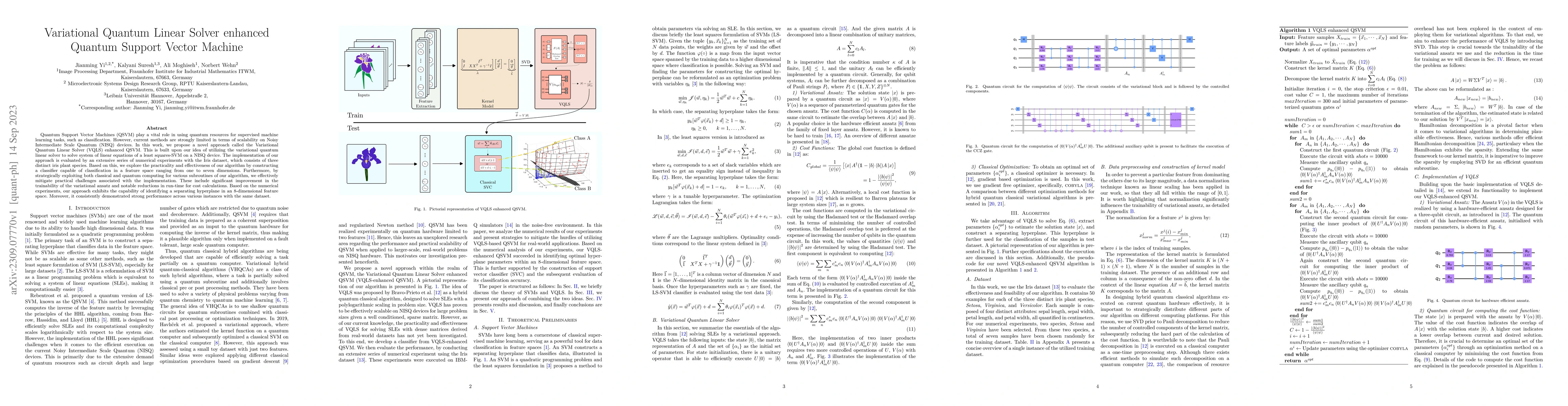 Thumbnail for Variational Quantum Linear Solver enhanced Quantum Support Vector
  Machine