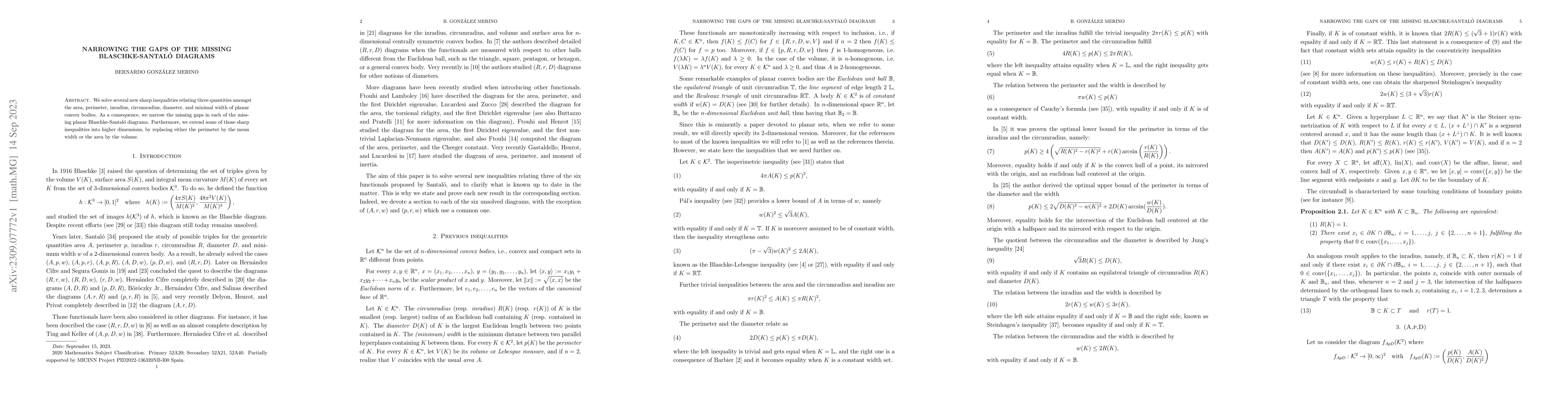 Thumbnail for Narrowing the gaps of the missing Blaschke-Santal\'o diagrams